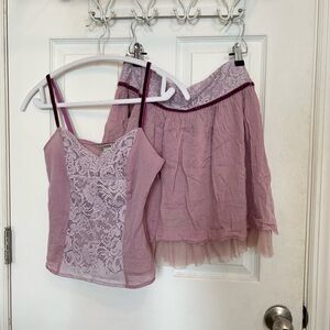 Free People Lavender Lace Skirt and Cami Set